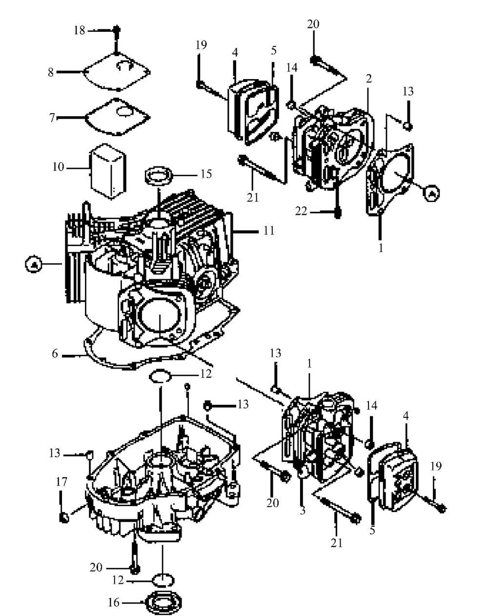 Fh500v-As14 Cylinder And Crankcase Diagram and Parts List for HF1748 55AF3D4V150-WAM Cub Cadet Lawn Mower